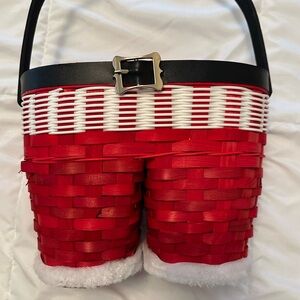 Festive Red and White Basket with Black Handle for wine lovers